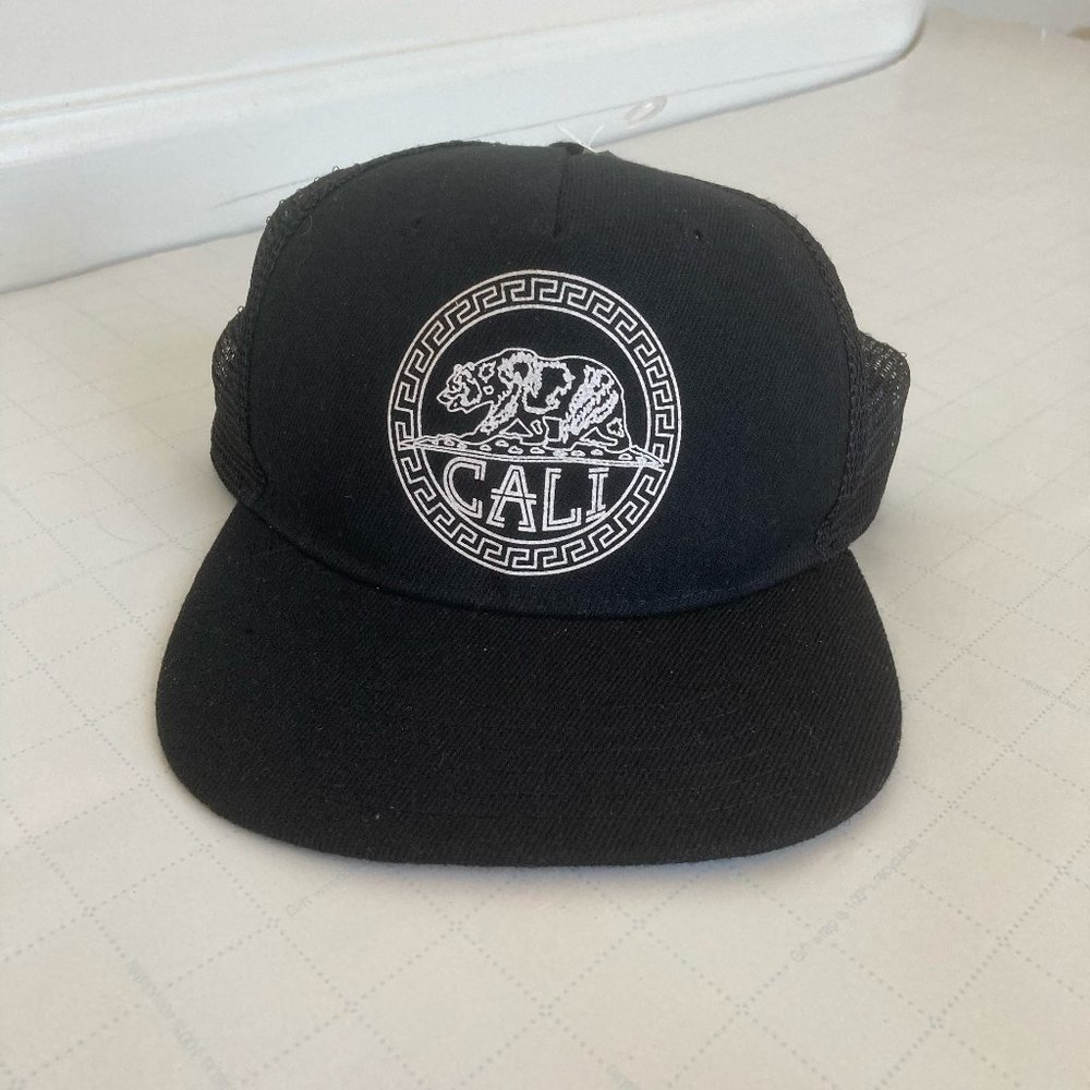 Cali California Bear Black Snapback Trucker Hat
